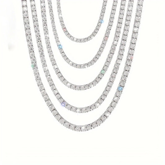 1pc S925 Sterling Silver With 45.9-112.00CT Moissanite Tennis Necklace Gift 3-6.5 Mm D Color VVS1 Round Cut Moissanite Tennis Ne