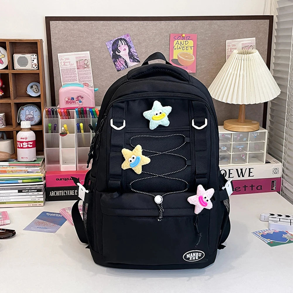 Daypack for Women Multi-Pocket Schoolbag Nylon Large Capacity Bookbag Knapsack for Travel Commuting Holiday