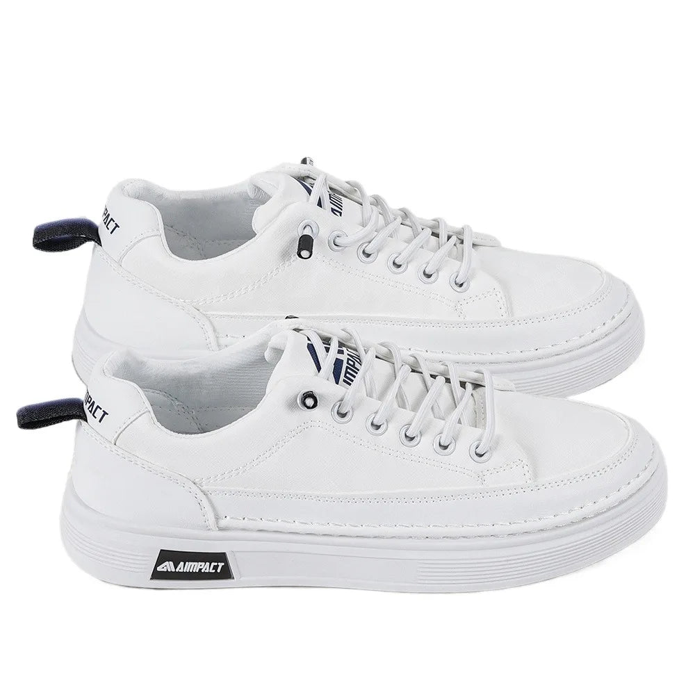 Beige Men's Punk Skate Shoes w/Leather & Canvas, Breathable Elevated Platform Sneakers for Street Fashion & Casual Wear
