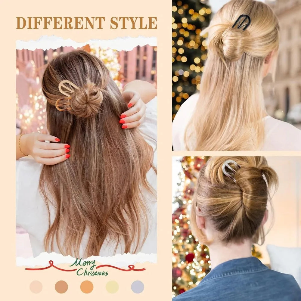 6PCS French Hair Pins for Women, Large Styling Pins for Thin Thick Hair, Unique 3 Internal Teeth Sticks