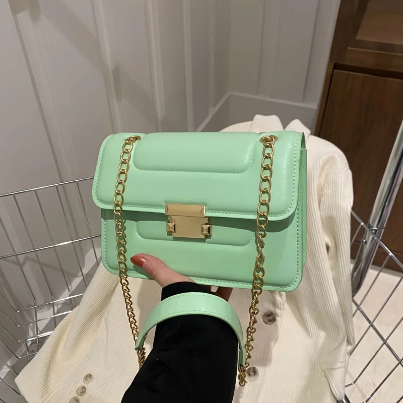 Chain Crossbody Bag, Classic Mini Shoulder Bag, Women's Simple Handbag & Square Purse