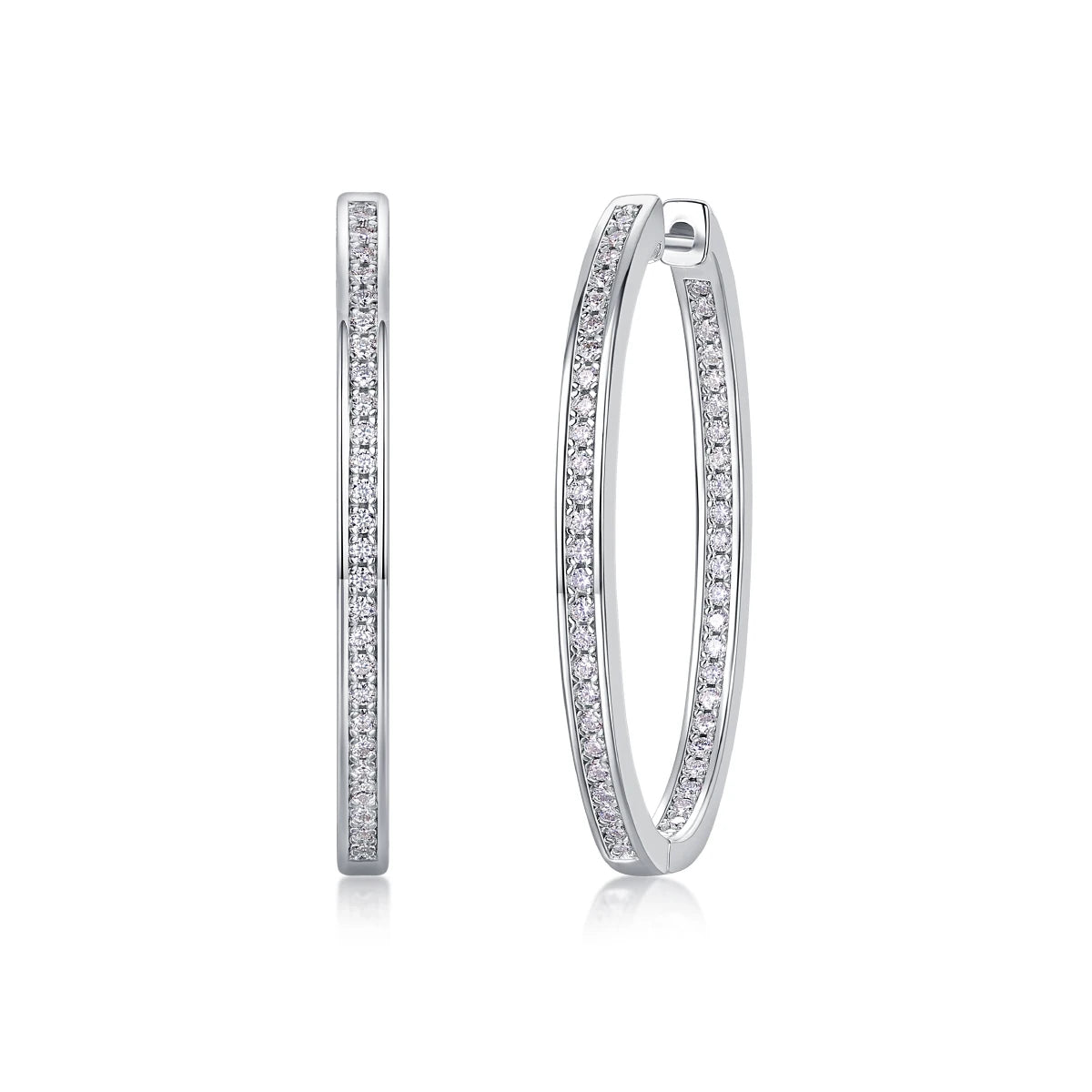 2pcs Moissanite Oval Hoop Earrings 925 Sterling Silver 18K Gold Plated Classic Full Pavé Design Gift Comes with GRA