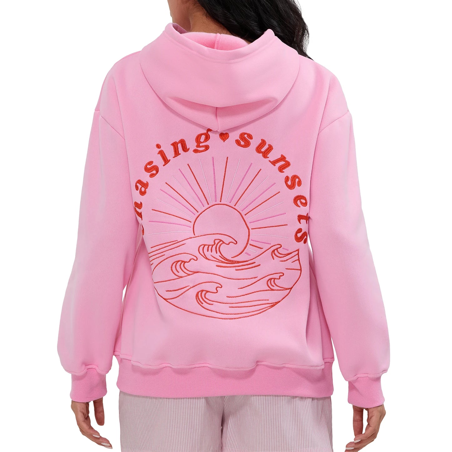 Women s Oversized Hoodies Sweatshirts with Embroidered Floral Detailing and Drawstring Hood - Cozy Casual Pullovers for Fall