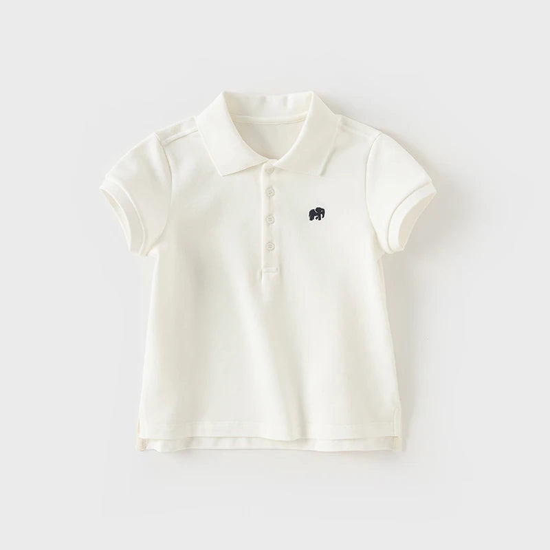 Dave Bella Girl's Summer Polo T-shirt Short Sleeve Cotton T-Shirt Children Casual Outdoor Clothes Kids Sister Clothes DB2240618