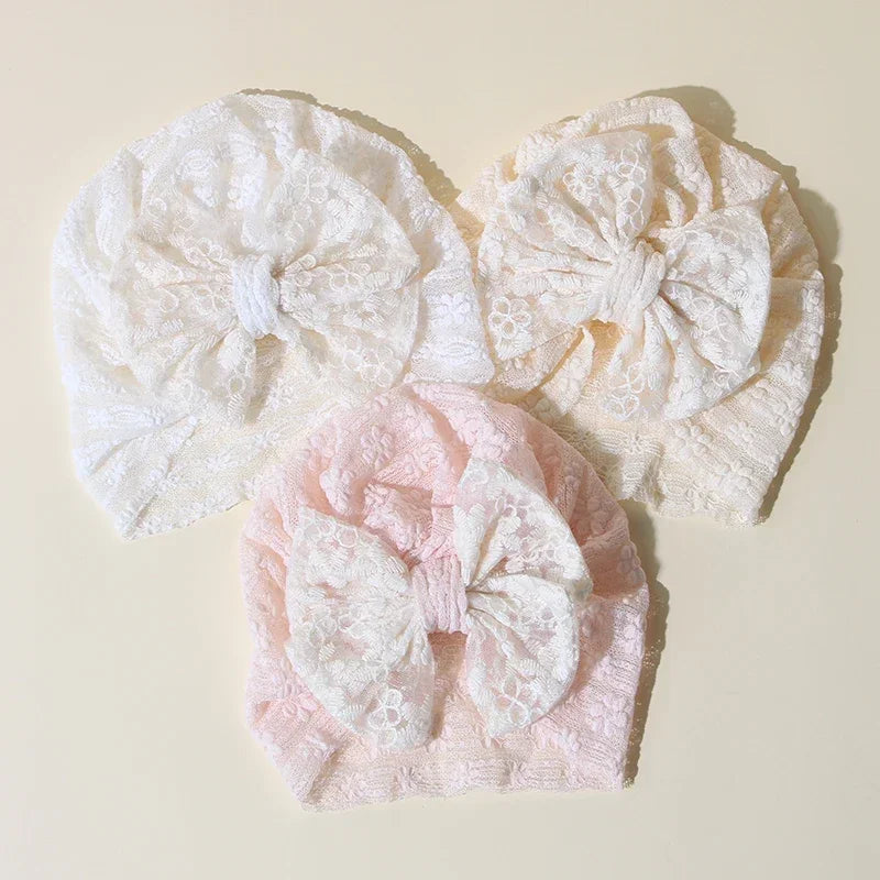 Summer Thin Baby Hats Turban Cute Bow Lace Newborn Boy Girl Indian Caps Infant Baby Headwear Kids Accessories Photography Props
