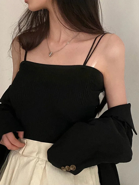 Casual Women Halter Crop Tops Summer Sleeveless Camis Backless Strap Tank Top Slim Solid Short Female Tube Cropped Vest