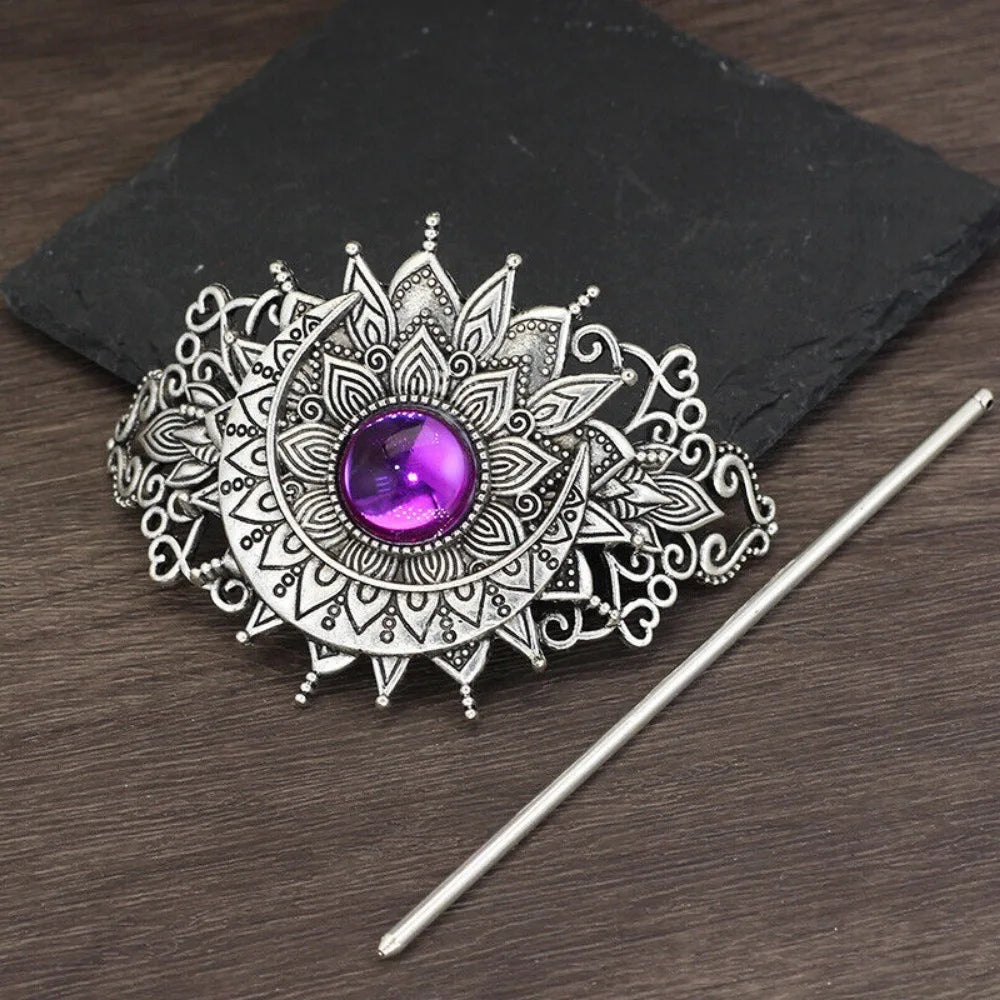 4PCS Triple Moon Celtic Knot Hair Clip Vintage Hollow Moon Hair Clip Barrette Jewelry for Women