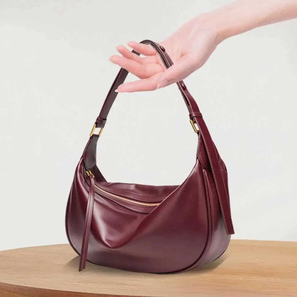Women PU Shoulder Bag Vegan Leather Shoulder Purse Large Capacity Fashion Underarm Bag Stylish Dumpling Tote Outdoor Travel Bag