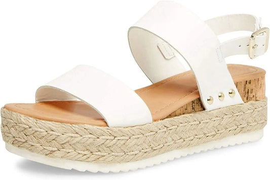 Women's Espadrilles Sandals Ankle Strap Buckle Wedge Sandal Open Toe Studded Platform Sandals
