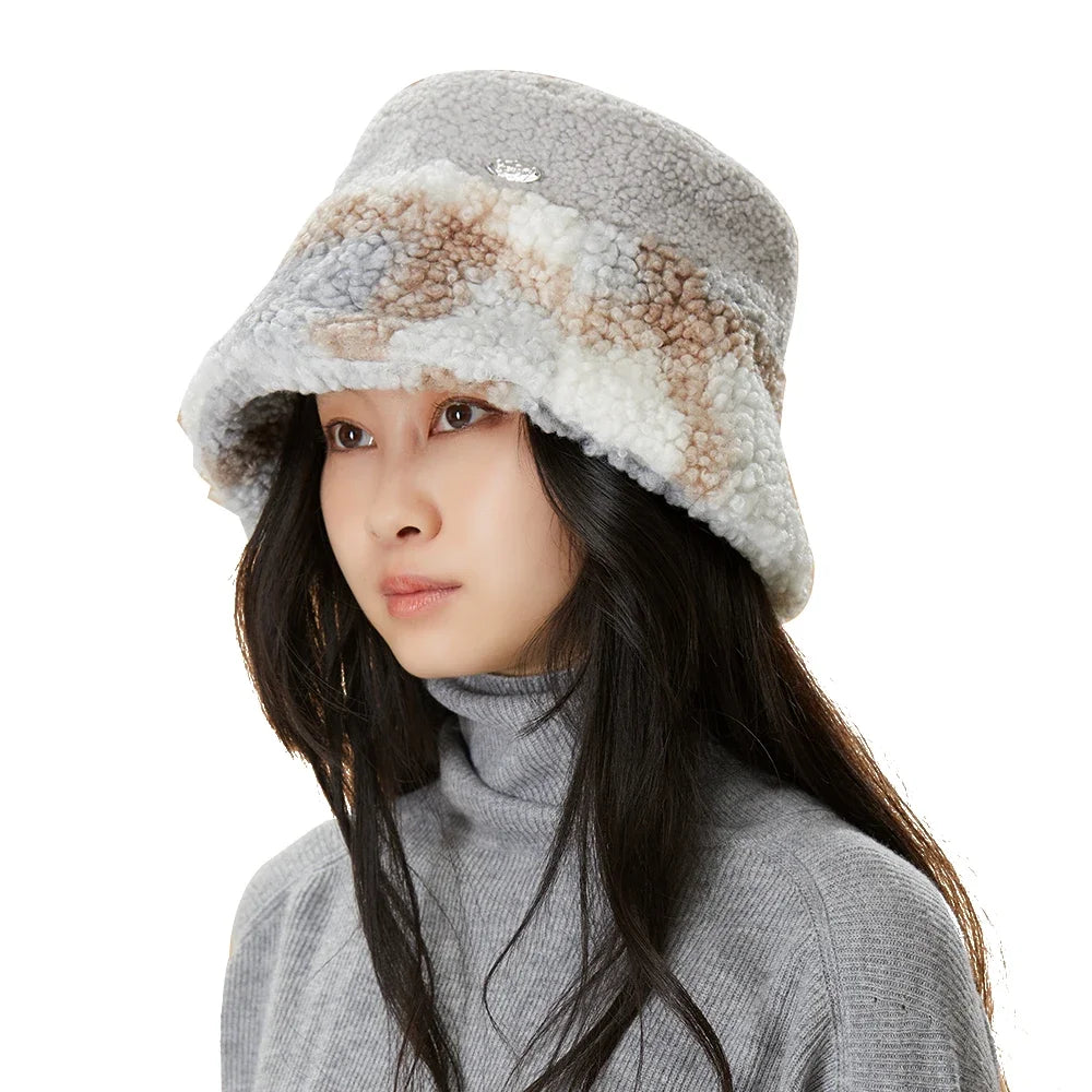 OhSunny Winter Bucket Hat for Women Keep Warm Cap Outdoor Casual Hats For Ladies Girls Riding Windproof 56-58cm