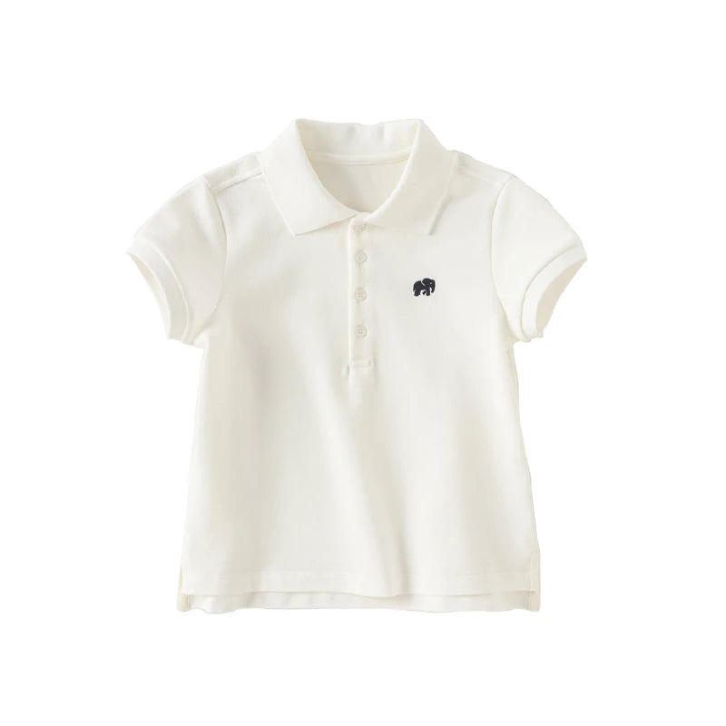 Dave Bella Girl's Summer Polo T-shirt Short Sleeve Cotton T-Shirt Children Casual Outdoor Clothes Kids Sister Clothes DB2240618