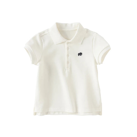 Dave Bella Girl's Summer Polo T-shirt Short Sleeve Cotton T-Shirt Children Casual Outdoor Clothes Kids Sister Clothes DB2240618