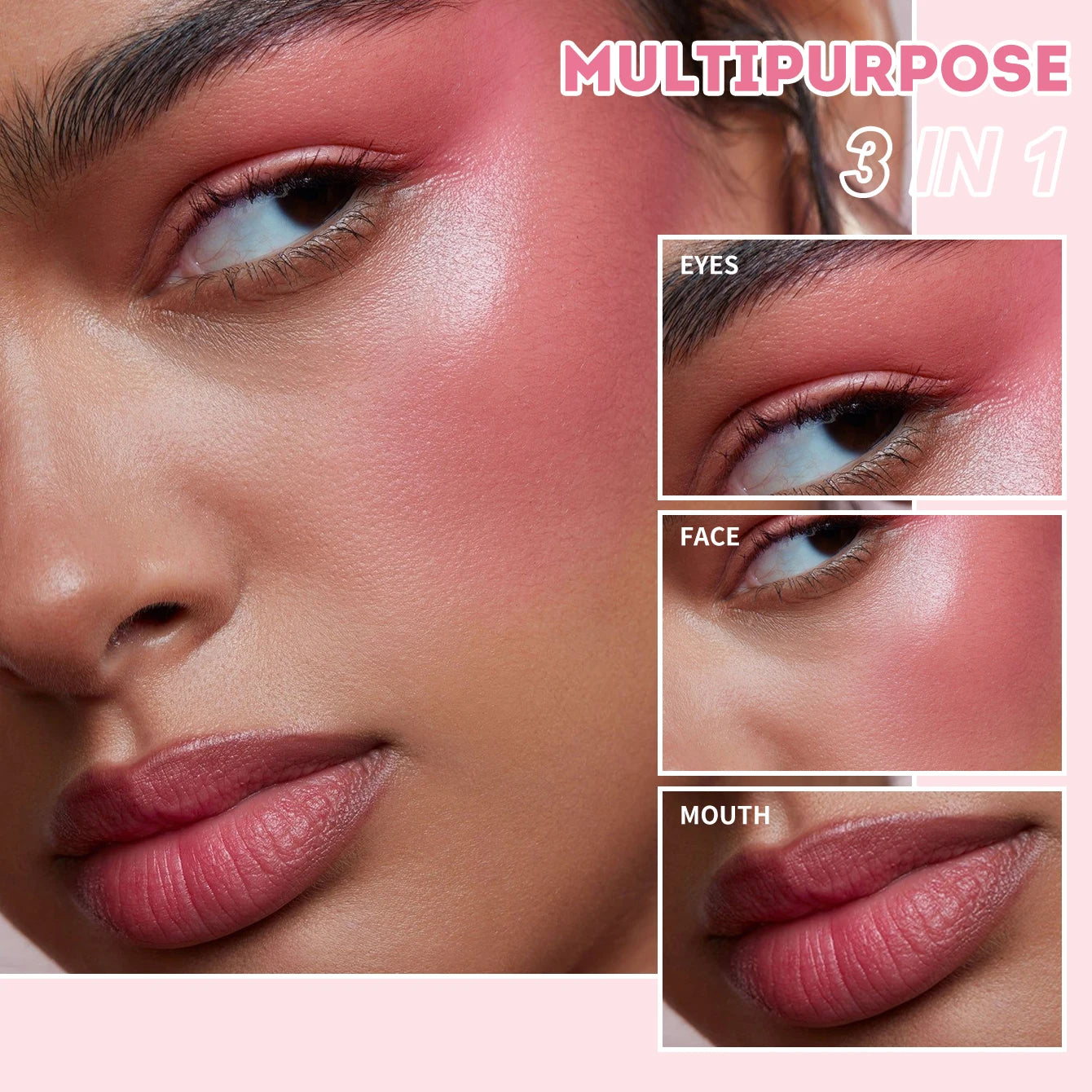 3PCS 2-in-1 Liquid Blush Set,  Cheek&Lip Tint, Buildable Color Hypoallergenic Blush, Dewy Cream Blush Girls Must Have Makeup Set