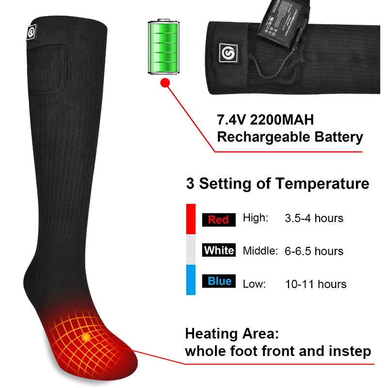 SAVIOR HEAT Rechargeable Heated Socks For Men and Women Electric Heated Socks Warm Foot Thermal Stocking with Battery Winter Ski