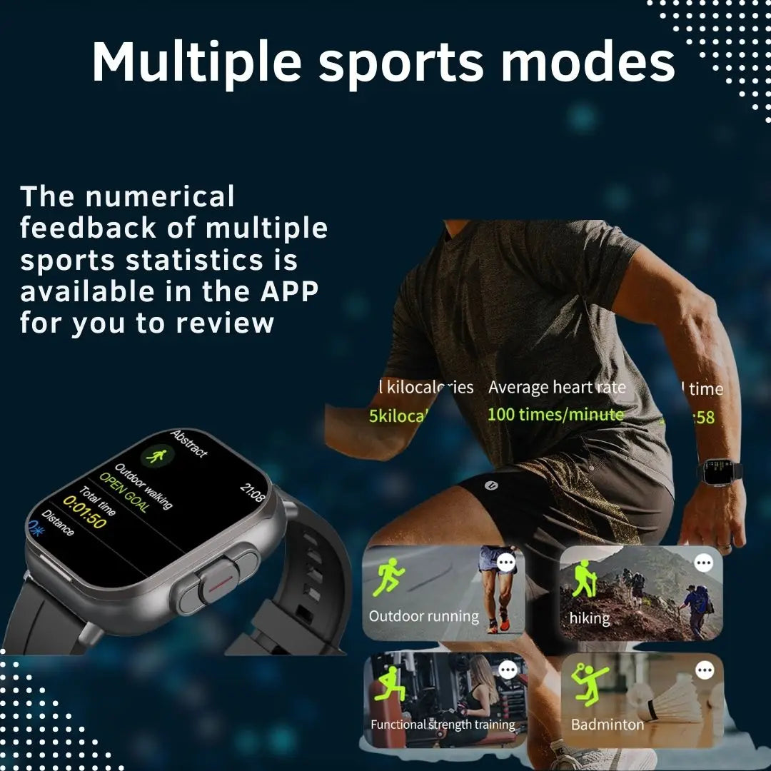 2025 D8 2" Smartwatch With Earbuds Multifunctional Bt Call NFC Pedometer For Men for iPhone Android