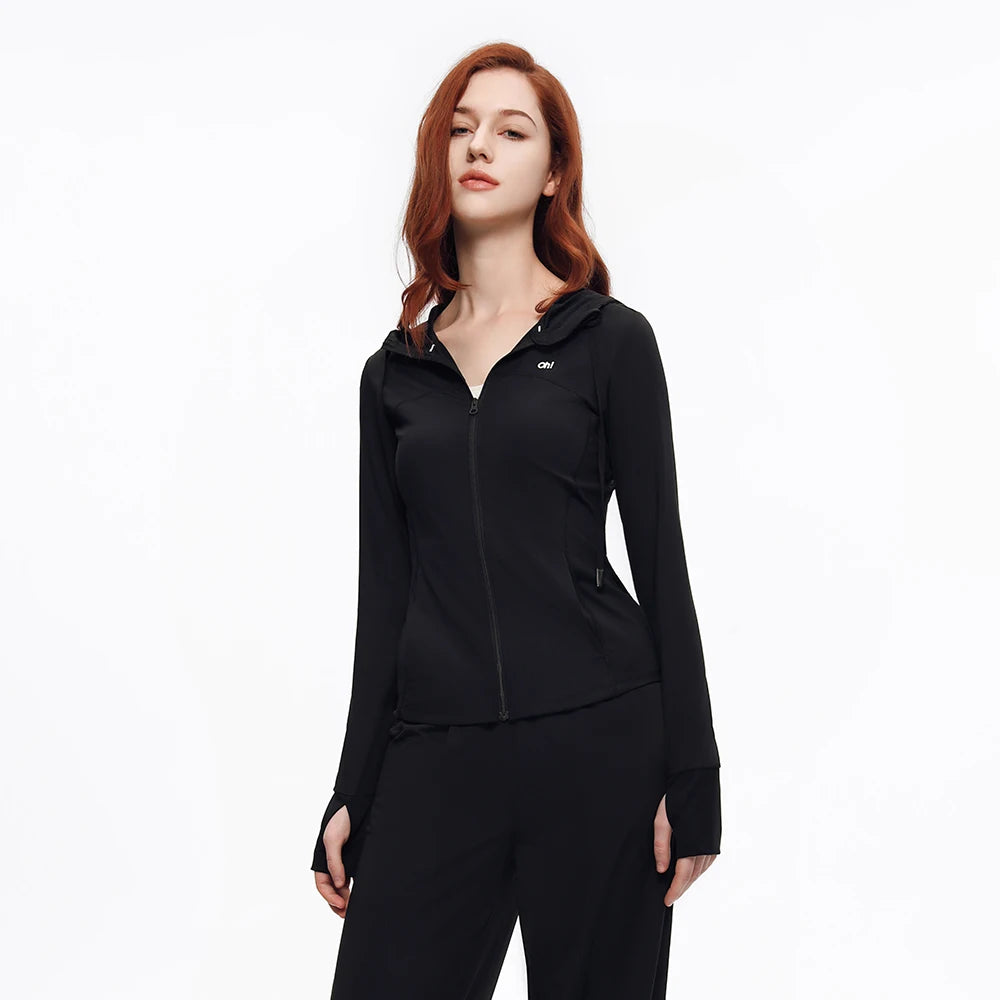 OhSunny Slim Fit Jackets 2024 Spring Summer New Coolchill-160 Sun Protection Long Sleeve Yoga Coat for Women Outdoor Sports