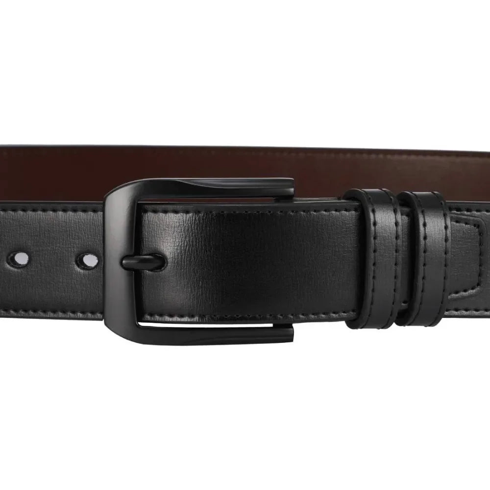 Men’s Casual Leather Jeans Belts 1 1/2” Wide  Thick Alloy Prong Buckle Work Dress Belt for Men