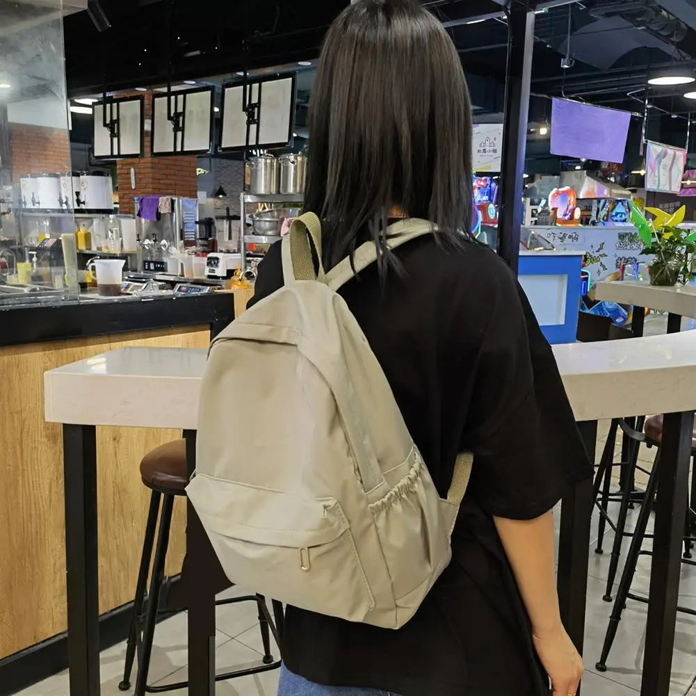 Fashion Women Large Capacity Travel Handbags Preppy Style Solid Color Zipper School Backpack Students Nylon Knapsacks