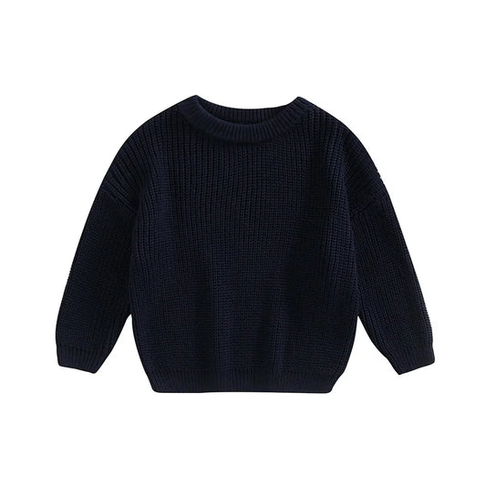 Infant Toddler Crew Neck Sweaters Cozy Long Sleeve Knit Pullovers in Vibrant Solid Colors for Little Ones