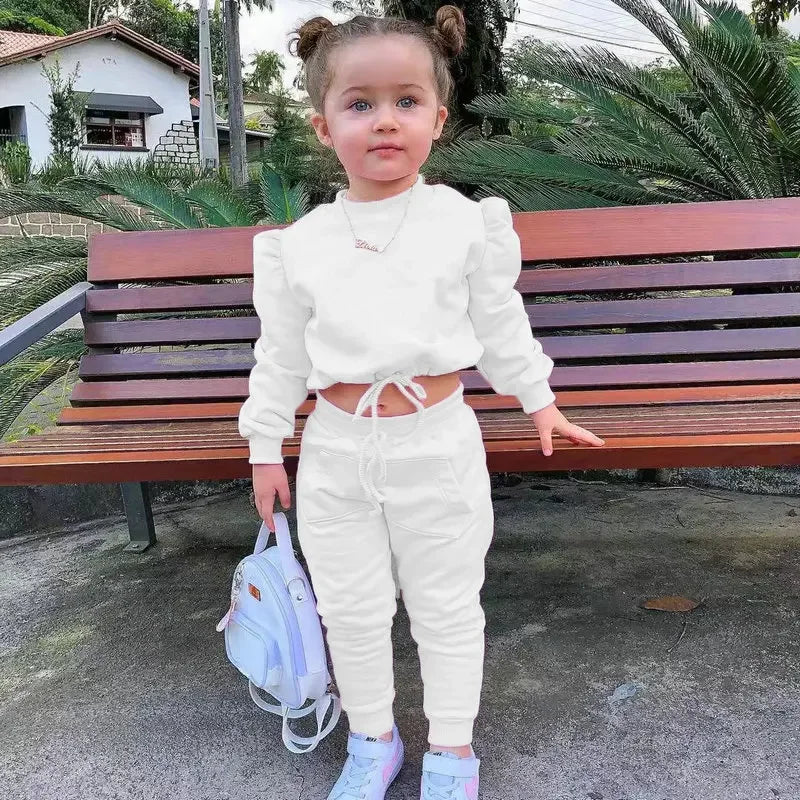 2 Pieces Kids Girls' Solid Color Hoodie & Pants Set Long Sleeve Active Outdoor 1-8 Years Fall White Light Green Pink