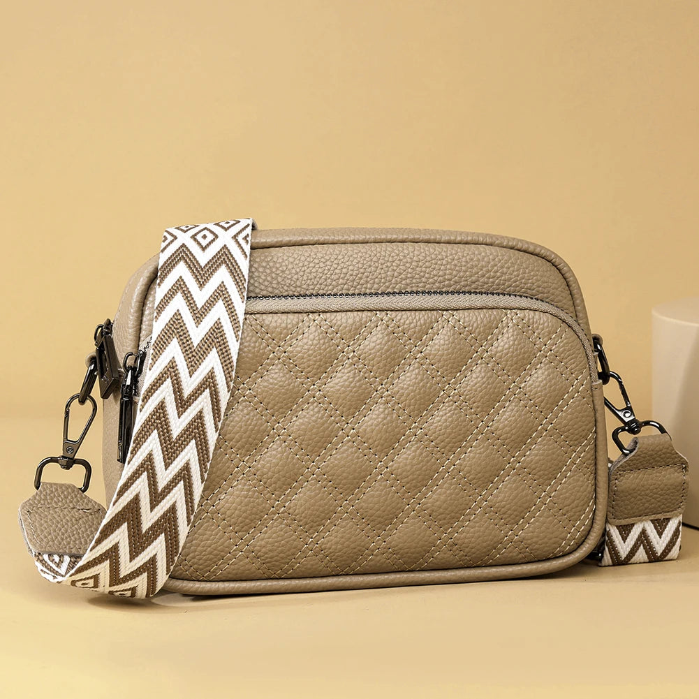 Women Crossbody Bag Genuine Leather Fashion Messenger Bags Simple Casual Portable Elegant Adjustable Straps Handbags and Purse