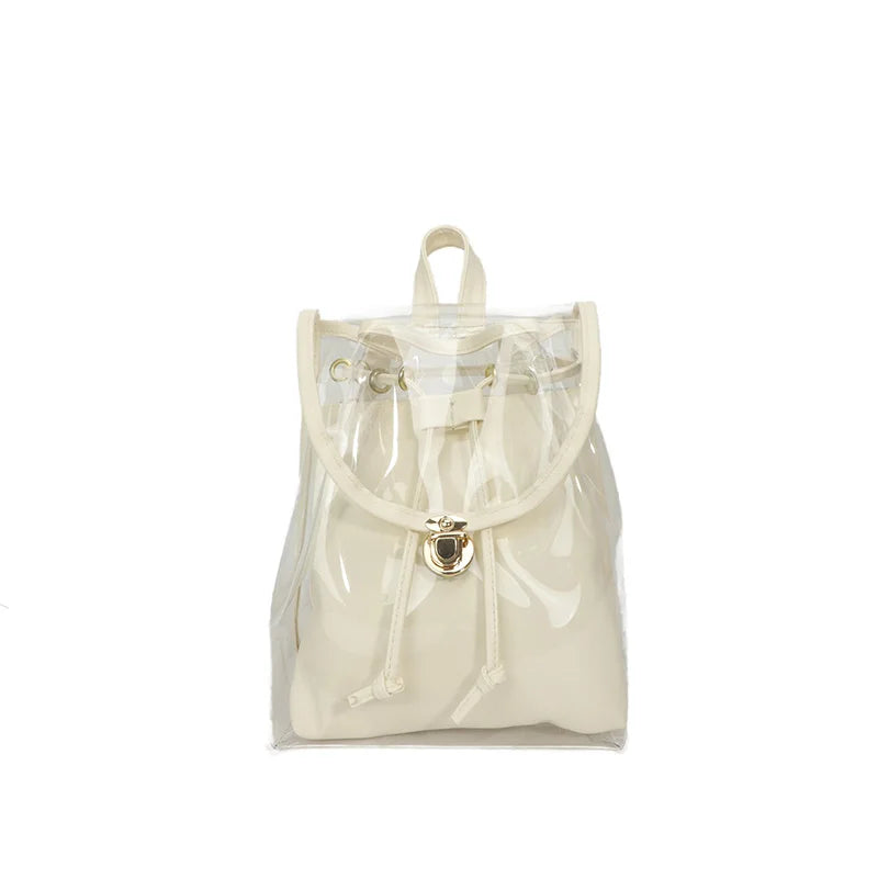 PVC Clear Backpack Waterproof Versatile Jelly Bag Large Capacity Transparent Laptop Rucksack Hiking Travel Camping Bag