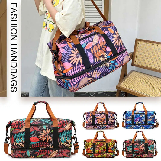 Women Weekender Duffel Bag Oxford Cloth Fitness Storage Handbag Large Capacity Everyday Overnight Bag Female Yoga Handbag