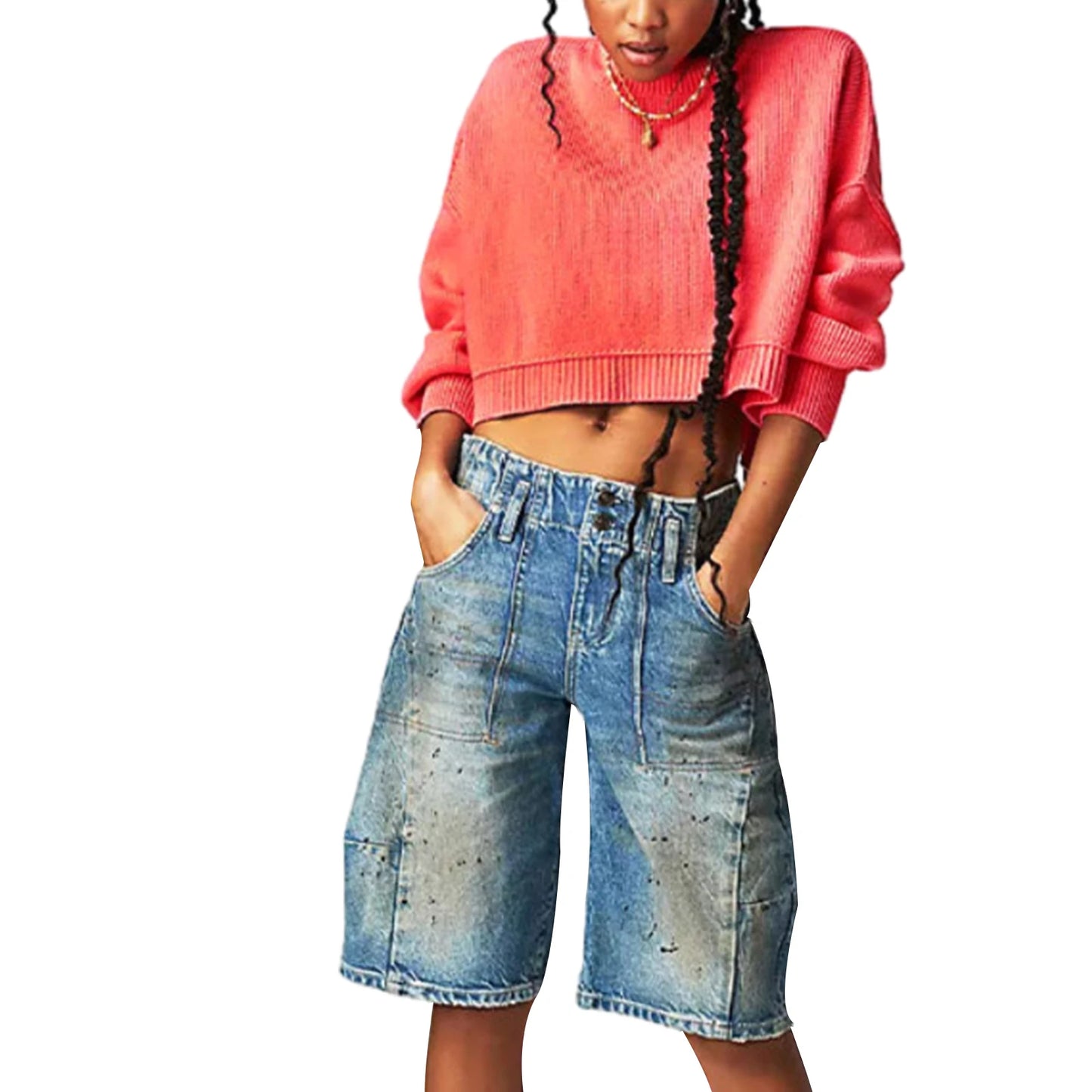 Women Solid Color Stripe Knit Sweater Crew Neck Long Sleeve Loose Pullovers Spring Fall Casual Jumpers Streetwear