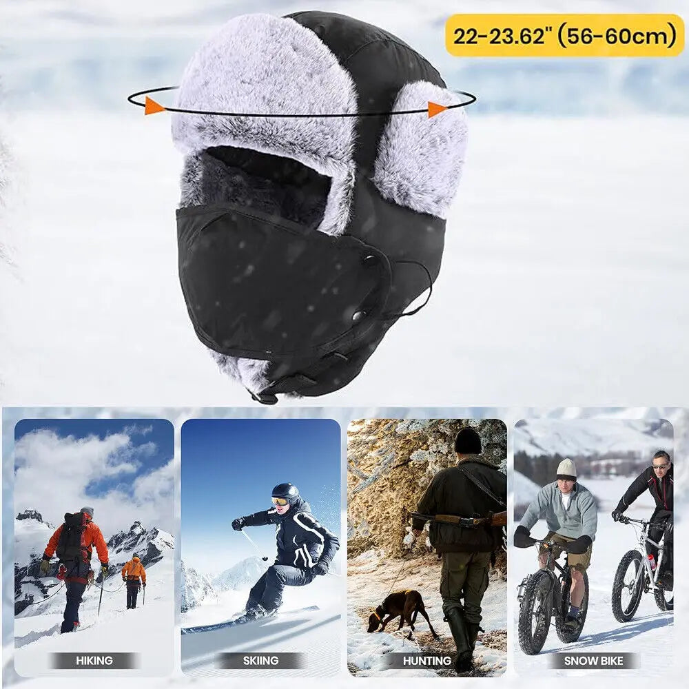Outdoor Windproof Earflaps Warm Hat Winter Men Women Snow Ski Hat Lei Feng Caps Earmuffs Hats Masks Ear Protection Hats