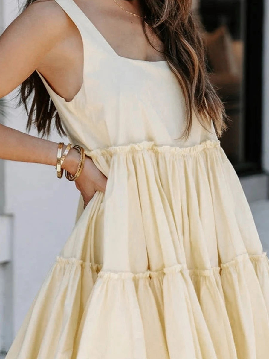 Women s Sleeveless V-Neck Floral Print Ruffle Hem Mini Dress Summer Beach Casual Sundress with Adjustable Straps