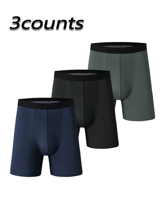 Men's underpants 3 pairs of fashion personality solid color boxer shorts comfortable and soft boy's boxer shorts