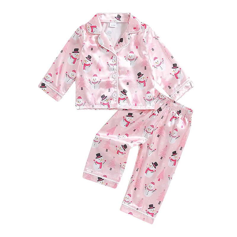 Children s Christmas Pajama Set with Reindeer Print Cozy Long Sleeve Top and Elastic Waist Pants for Boys and Girls 2 Piece