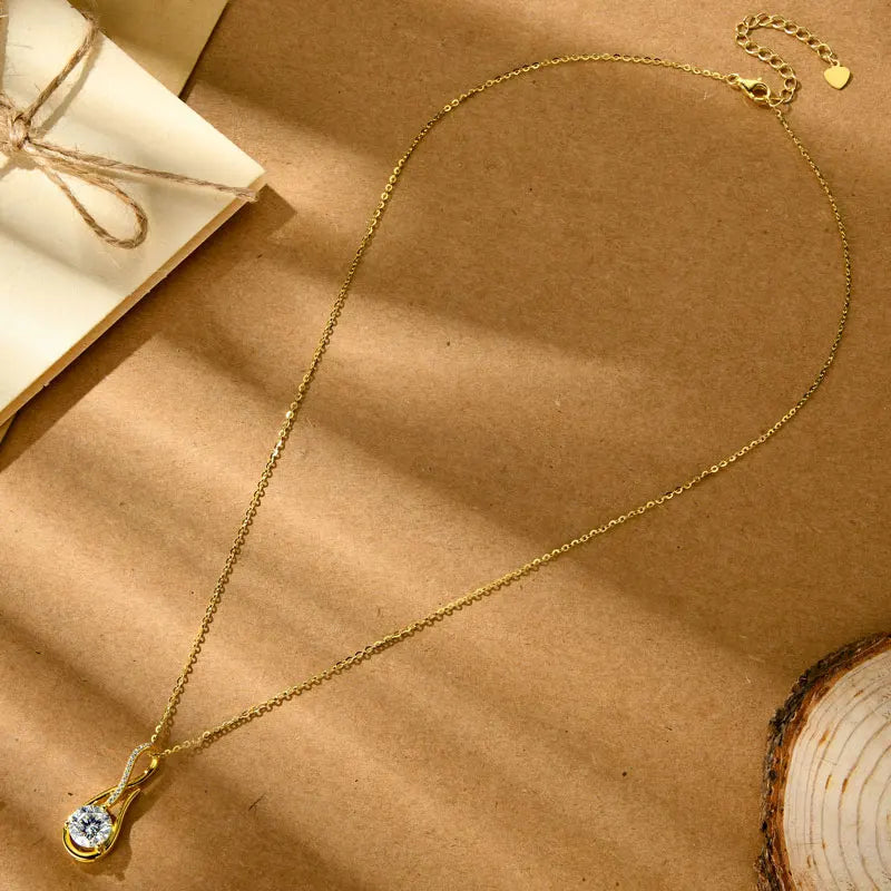 OXTAO 8MM Infinity Moissanite Pendant Necklace Female Jewelry Sterling 925 Silver Birthday Jewelry Gift With GRA Certified
