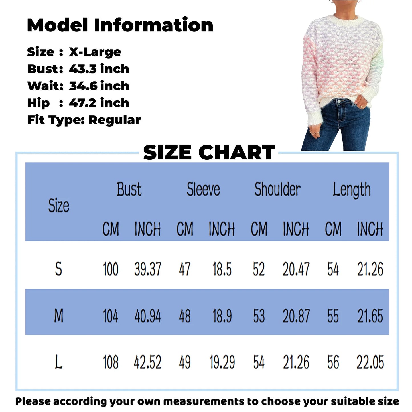 Women'S Casual Loose Pattern Gradient Color Long Sleeve Round Neck Pullover Knit Sweater Winter Clothes Woman Ropa De Mujer