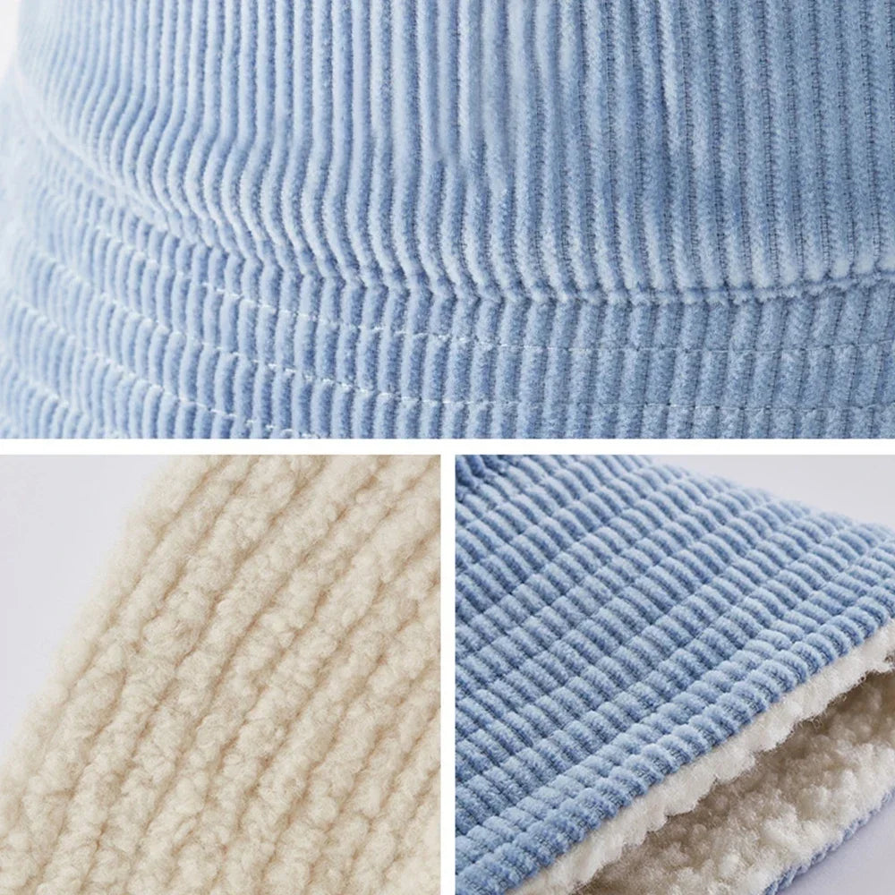 OhSunny Winter Bucket Hat for Women Keep Warm Cap Outdoor Casual Hats For Ladies Girls Riding Windproof 56-58cm