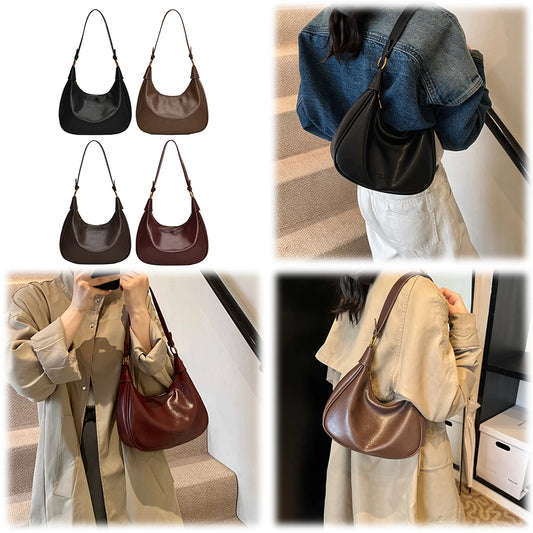 Shoulder Bag for Women Adjustable Strap Underarm Bag PU Leather with Zipper Hobo Bag Solid Handbag Work Travel Bag