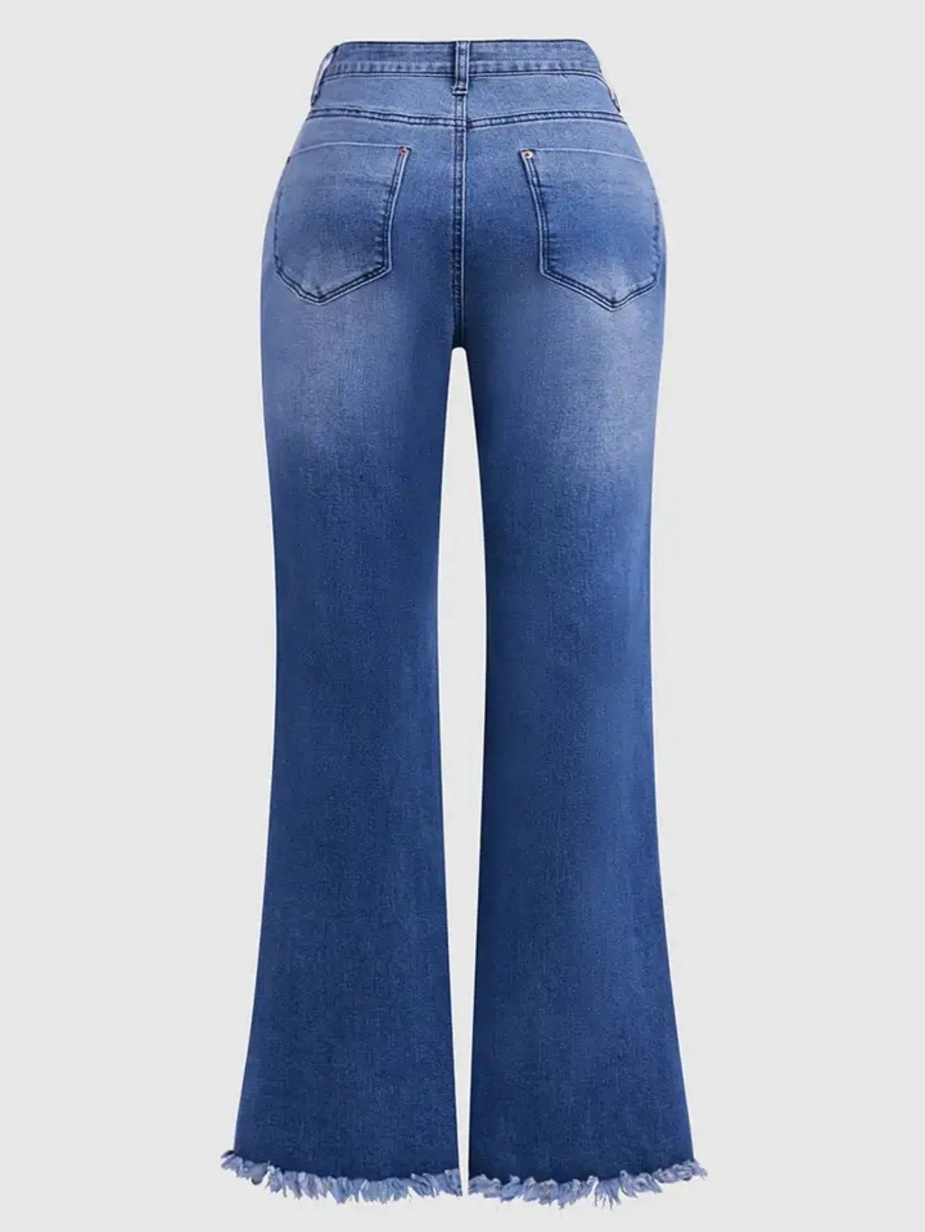 Women's High-Waisted Stretch Floral-Print Slim Fit Denim Flare Pants, with Raw-Edge Hem and Vintage Washed Denim Finish, Sui