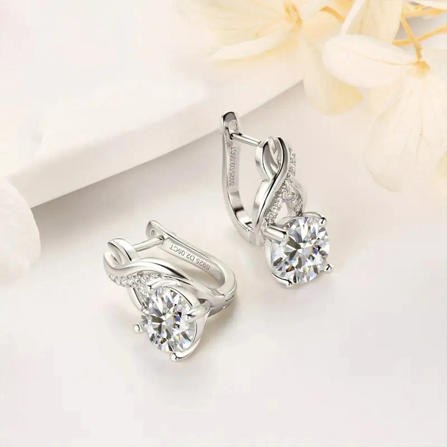 925 Silver, Infinity Element Earrings, Women's Earrings with 0.3ct Moissanite, Luxurious, Perfect for Wife, Mother, Girl Daily G