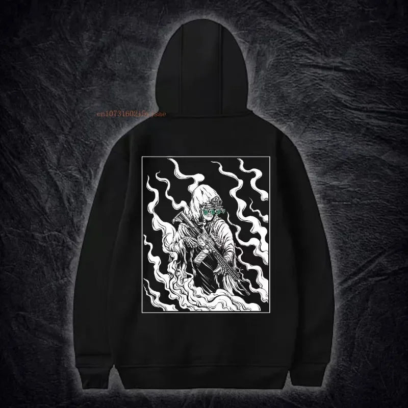 Black Cotton Thickened Pullover Hoodie Men Women Spring New Netroots Design Pattern Printing Sports Hoodie Ins Tide Loose Tops