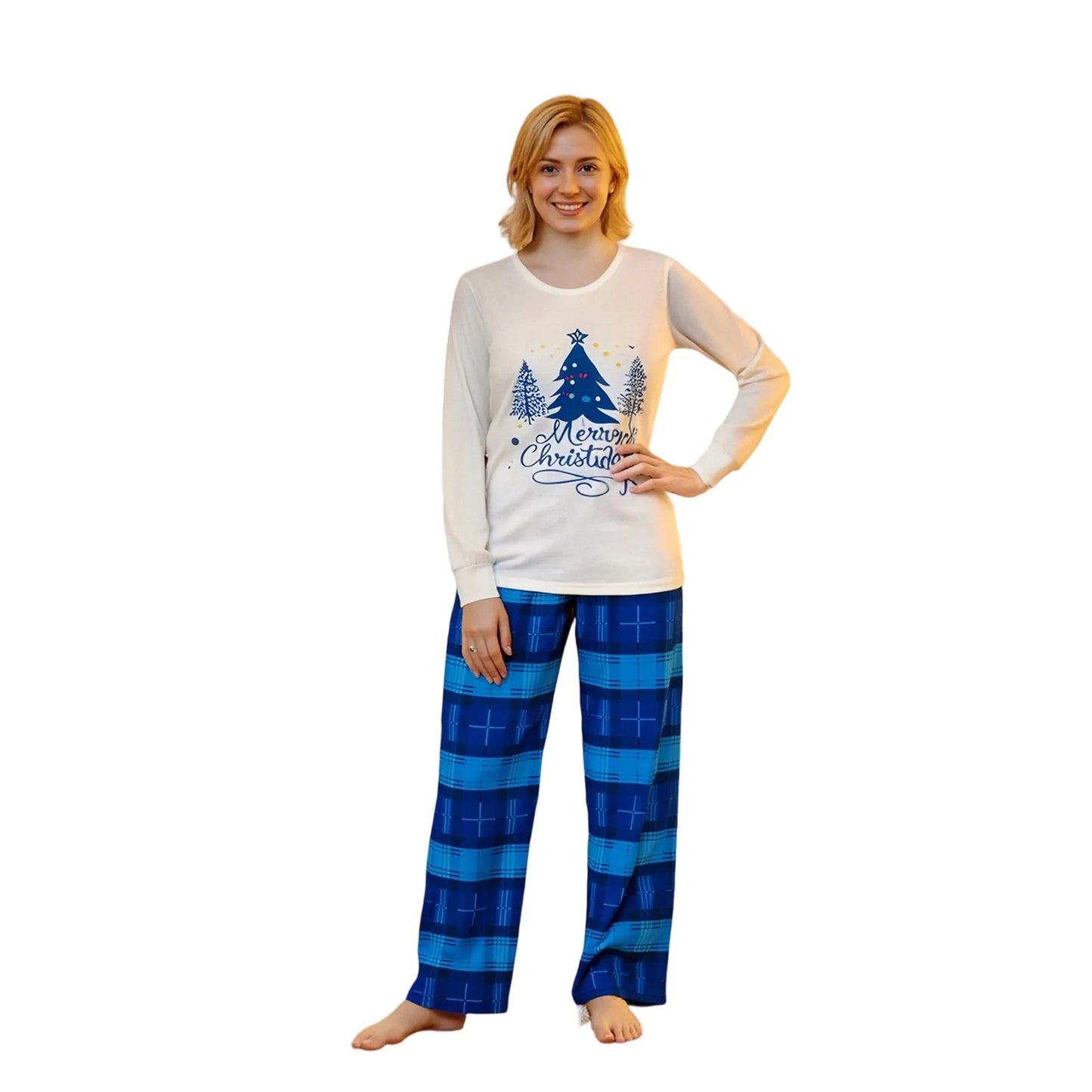 Holiday Family Matching Pajamas Set Festive Reindeer Print Tops with Striped Bottoms Sleepwear Loungewear for Christmas