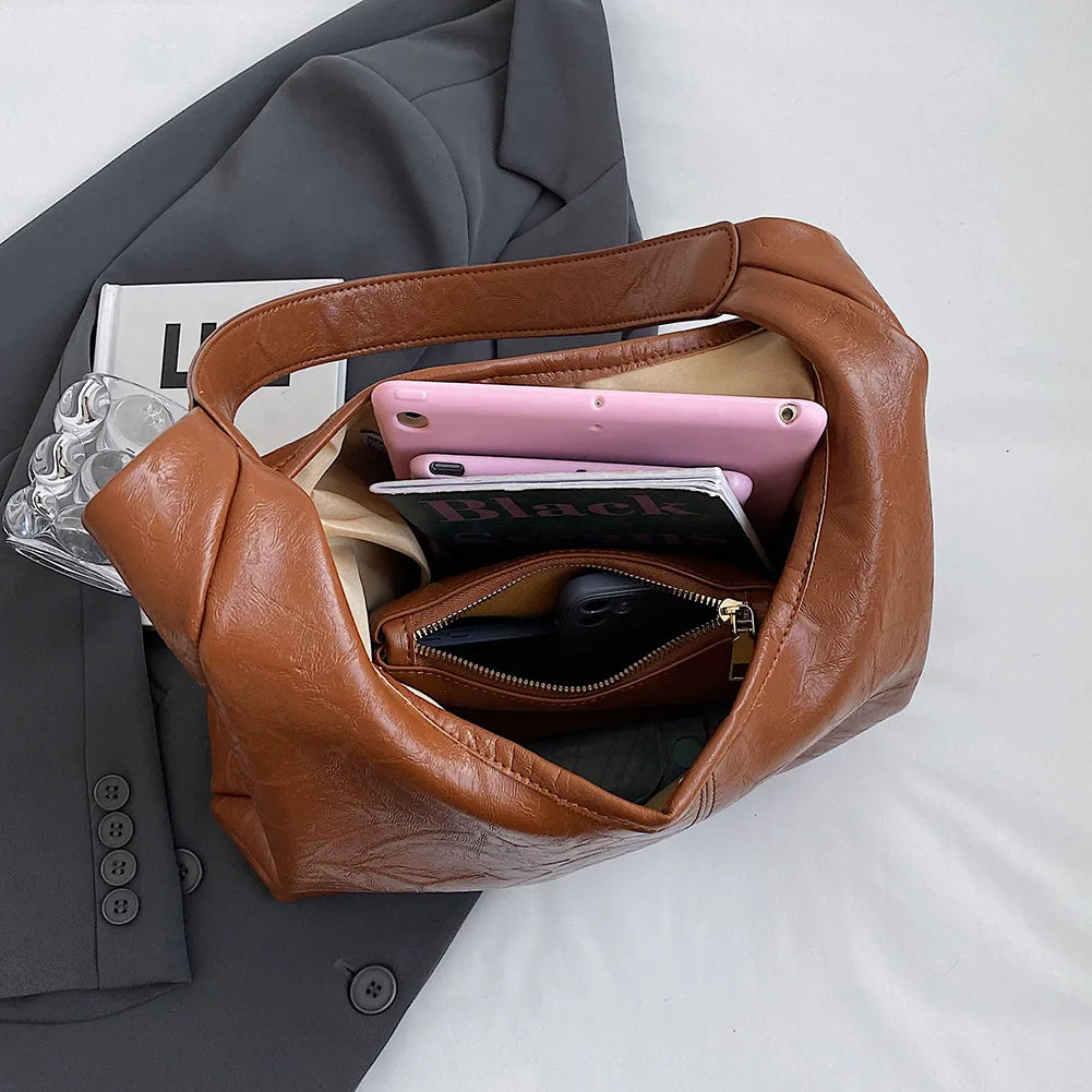 Women Soft Underarm Bag Fashion Hobo Bag and Clutch Versatile 2pcs Shoulder Bag and Handbag Set Satchel Hobo Bag Commuting Bag