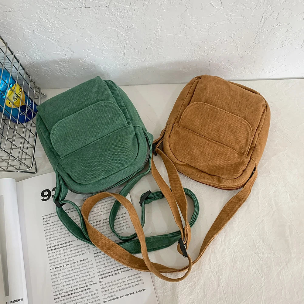 Crossbody Bag for Women Adjustable Strap Satchel Purse Canvas Solid Color Messenger Bag for Travel Commuting
