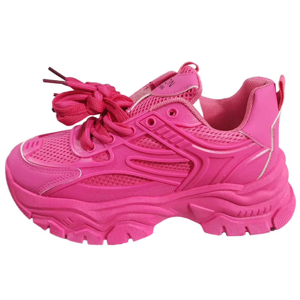 Chunky Fashion Sneakers Comfortable Casual Dad Shoes Lace-Up Walking Shoes Breathable Mesh for Women