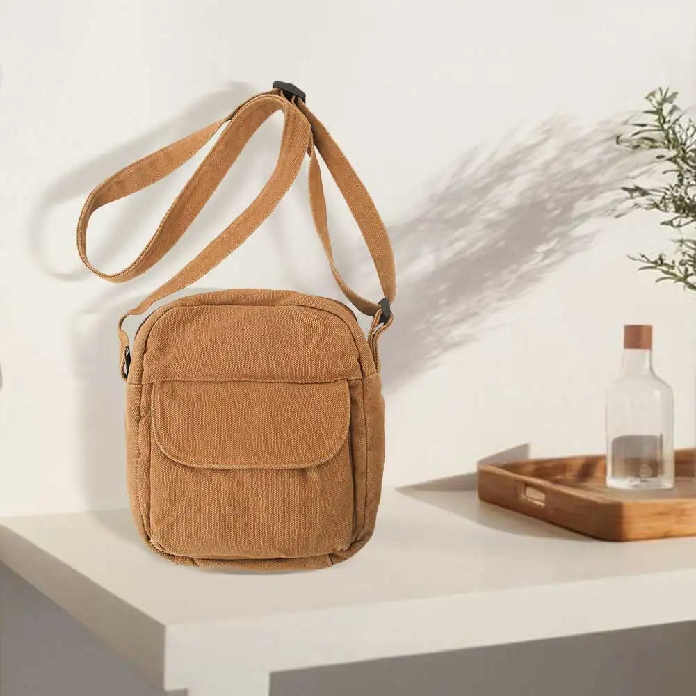 Crossbody Bag for Women Adjustable Strap Satchel Purse Canvas Solid Color Messenger Bag for Travel Commuting
