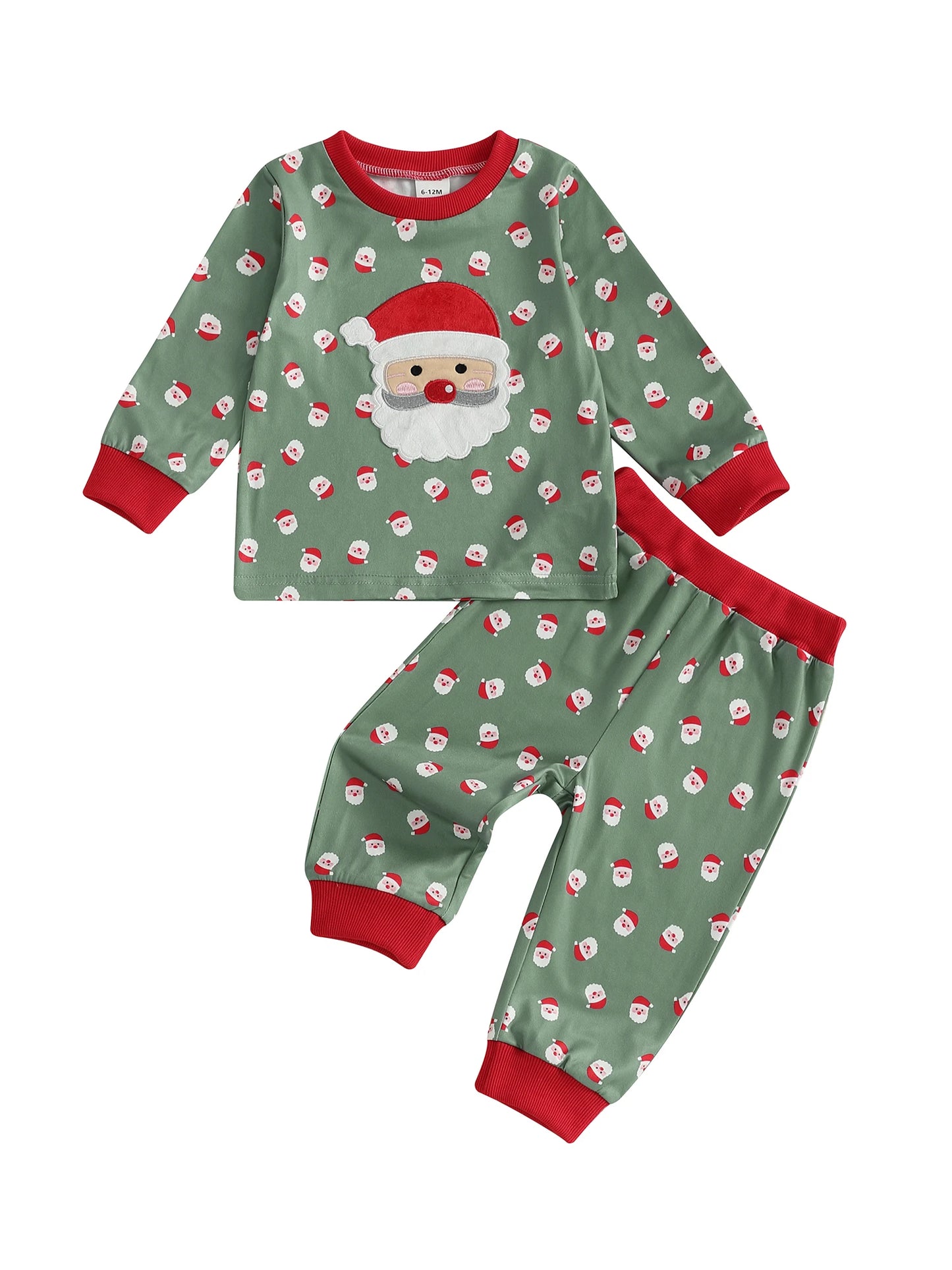 Toddler 2-Piece Christmas Pajama Set with Reindeer Print Long Sleeve Top and Pants Festive Holiday Sleepwear for Kids