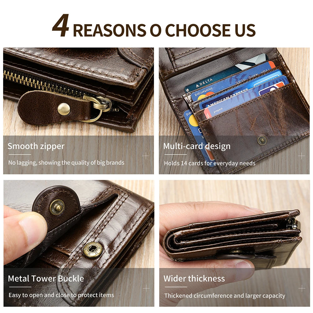 WESTAL RFID Men Wallets Genuine Leather Hasp Design Clucth Wallets for Cards Coin Purse Man Money Bags Wallet with Coin Pockets