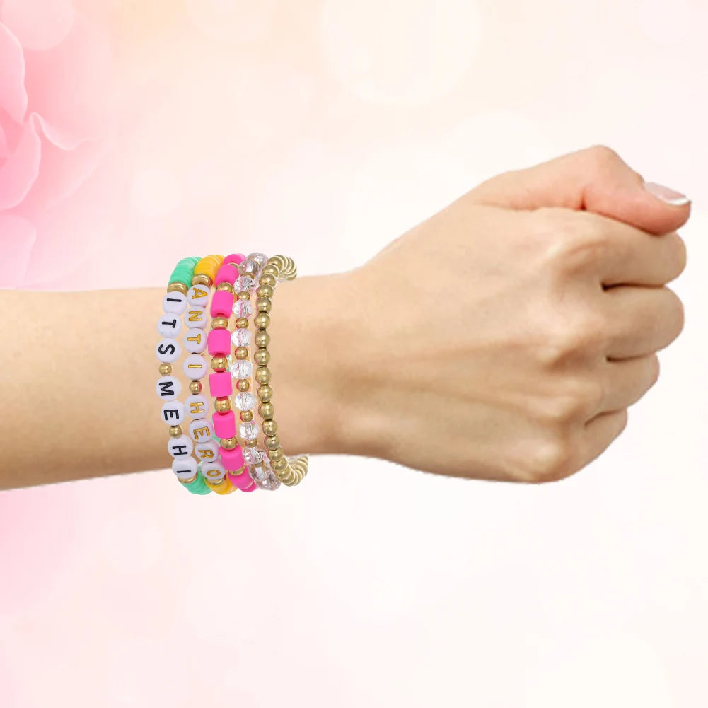 5 Pcs Album Inspired Bracelet with Clay Bead for Taylor Fans Bracelet Gifts Set Album Bracelets for Teen Girls Music Lovers Fans