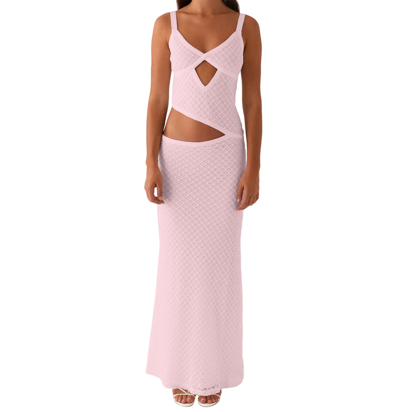 Elegant Women s Sleeveless Spaghetti Strap Bodycon Dress with Chic Hollow Out Design and  Fit Silhouette