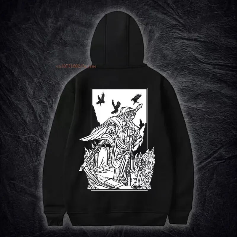 Black Cotton Thickened Pullover Hoodie Men Women Spring New Netroots Design Pattern Printing Sports Hoodie Ins Tide Loose Tops