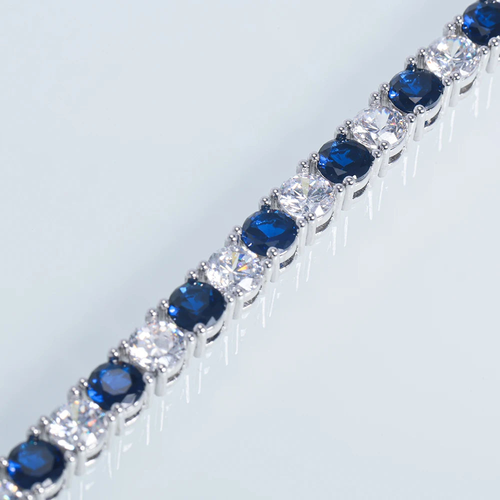 925 Sterling Silver Tennis Bracelet Sapphire Gemstone CZ Cubic Zirconia Bangle for Women Engagement Wedding Fine Jewelry Gift US